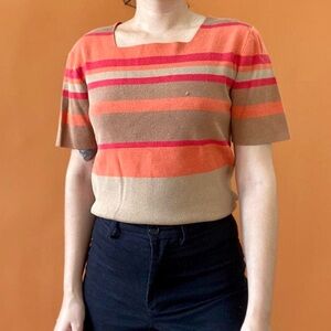Vintage orange striped sweater tee
